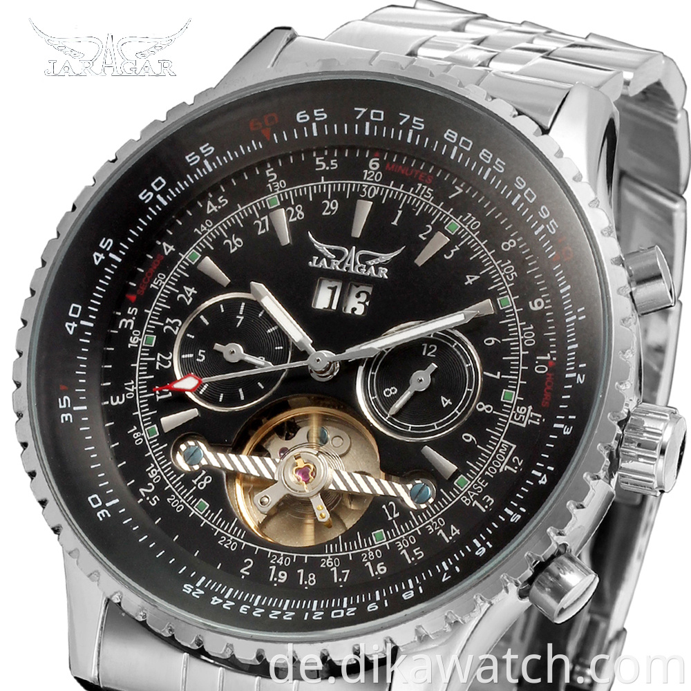 Top-Marke Luxus Herrenuhren JARAGAR Herren Military Sport Armbanduhr Automatische Mechanische Tourbillon Uhr relogio masculino